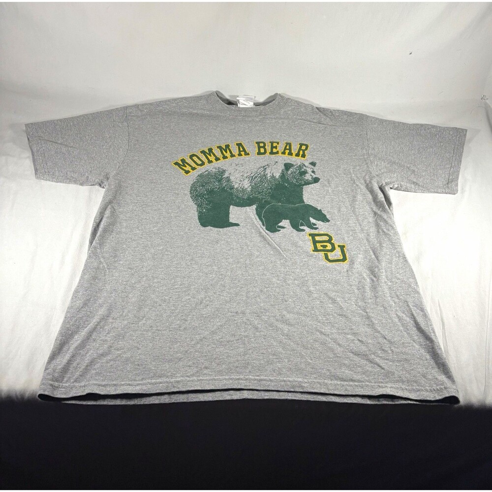 Champion Baylor Bears Momma Bear Graphic T-Shirt Gray/Green/Yellow Size XL